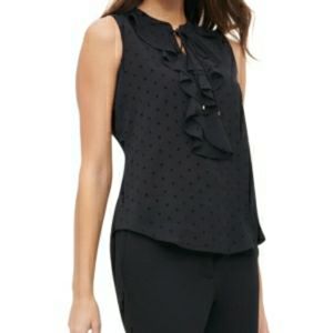 Tommy Hilfiger Dot-Print Ruffled Top - XL